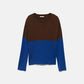 Maglione a maglia bicolore con finiture a coste