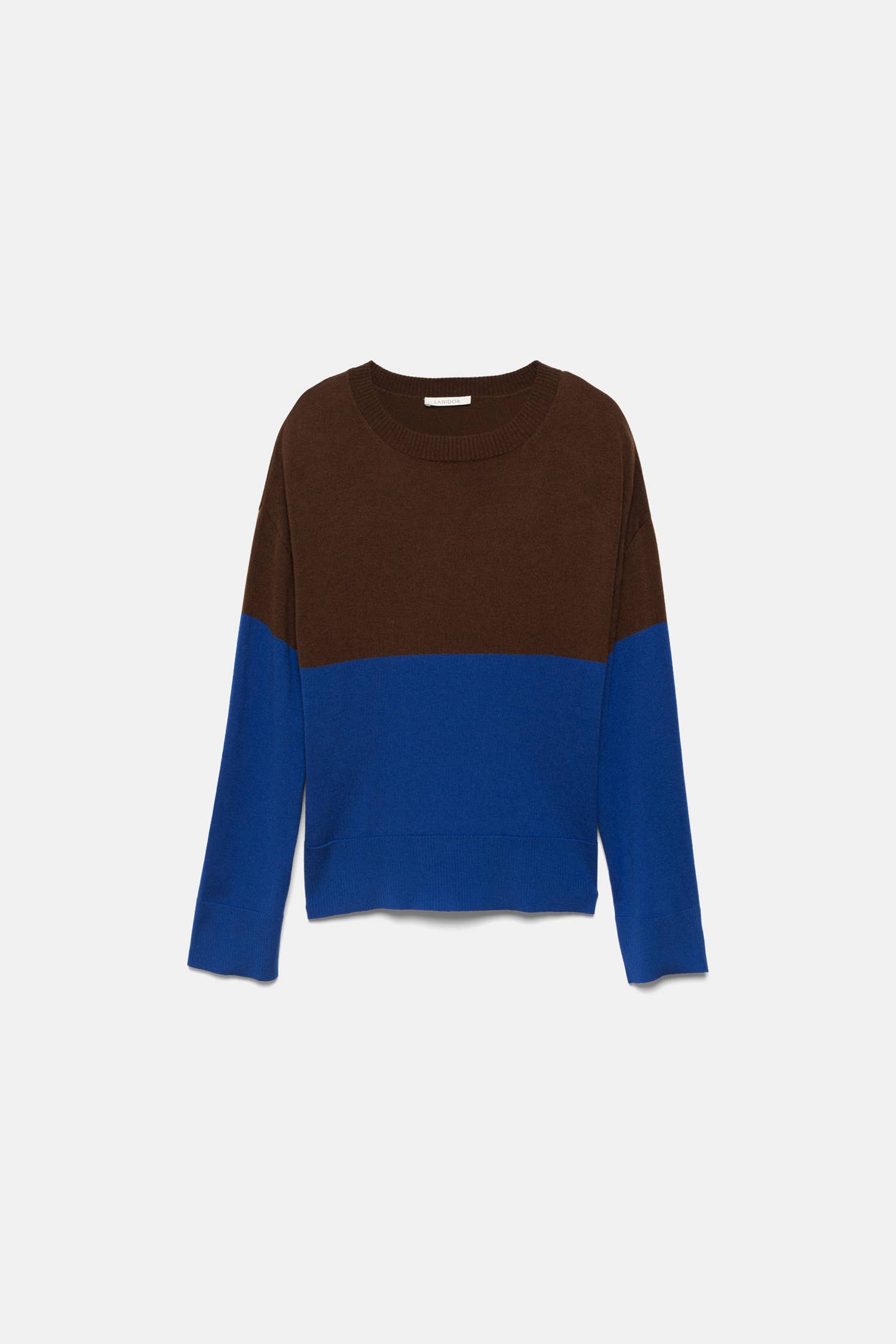 Maglione a maglia bicolore con finiture a coste