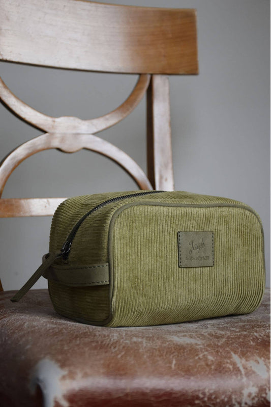 Beauty case in velluto a coste kaki Care