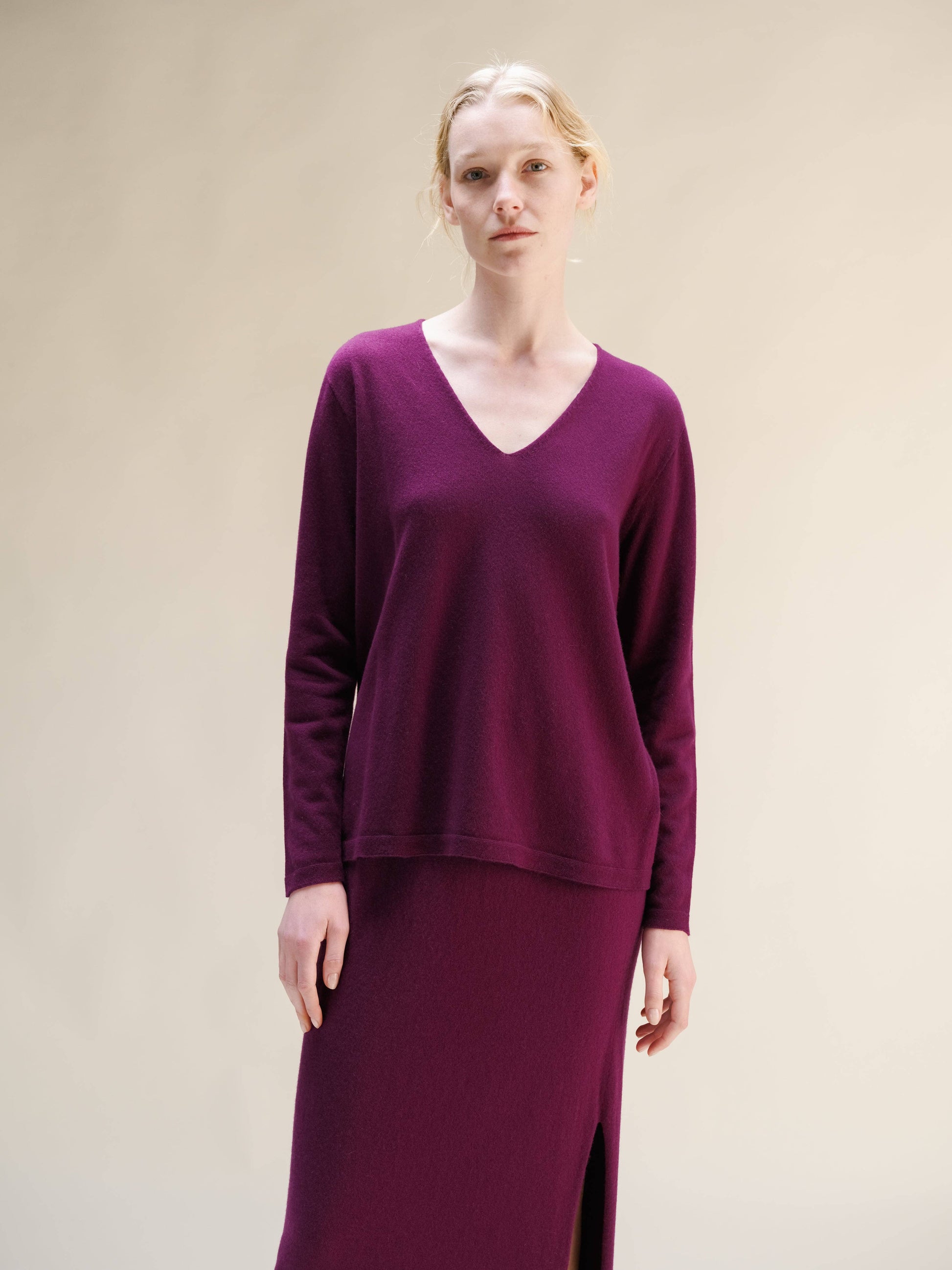Maglia scollo a V in misto cashmere 3D Knit