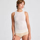 Top smanicato Alberte in lana bianco sporco