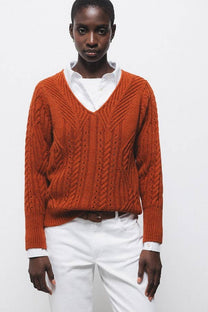 Maglione in maglia strutturata con scollo a V