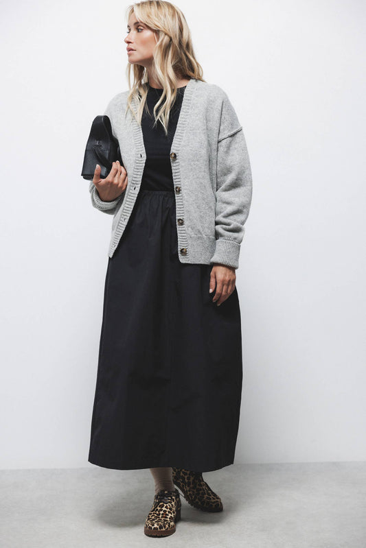 Gonna midi in gabardine a trapezio
