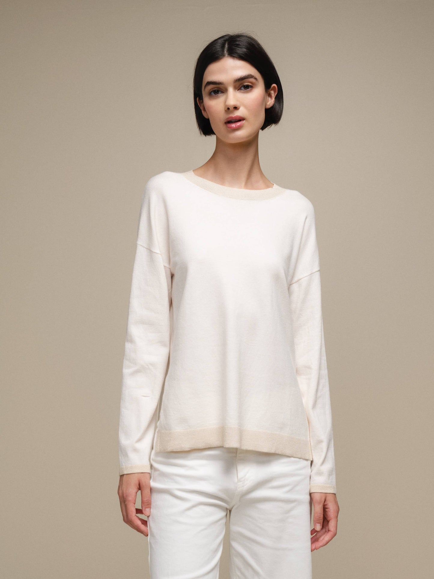 Maglione in maglia con lurex girocollo da donna