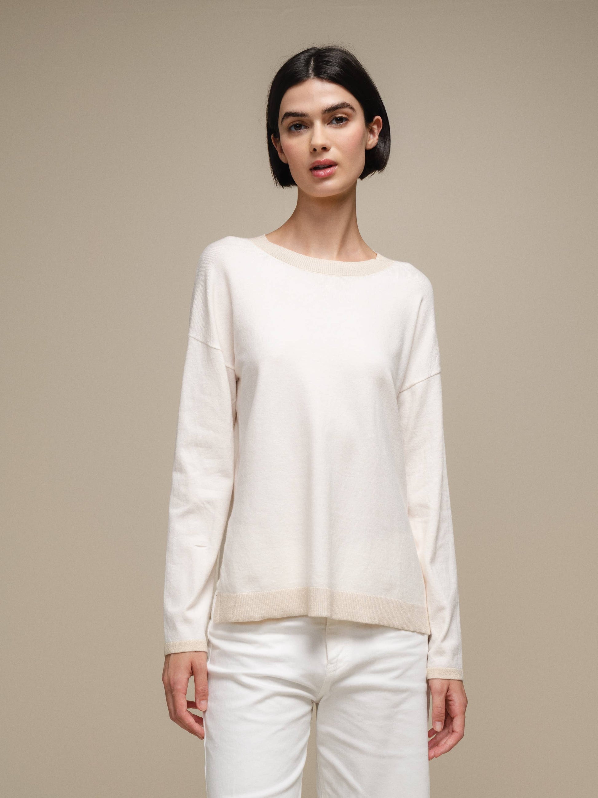 Maglione in maglia con lurex girocollo da donna