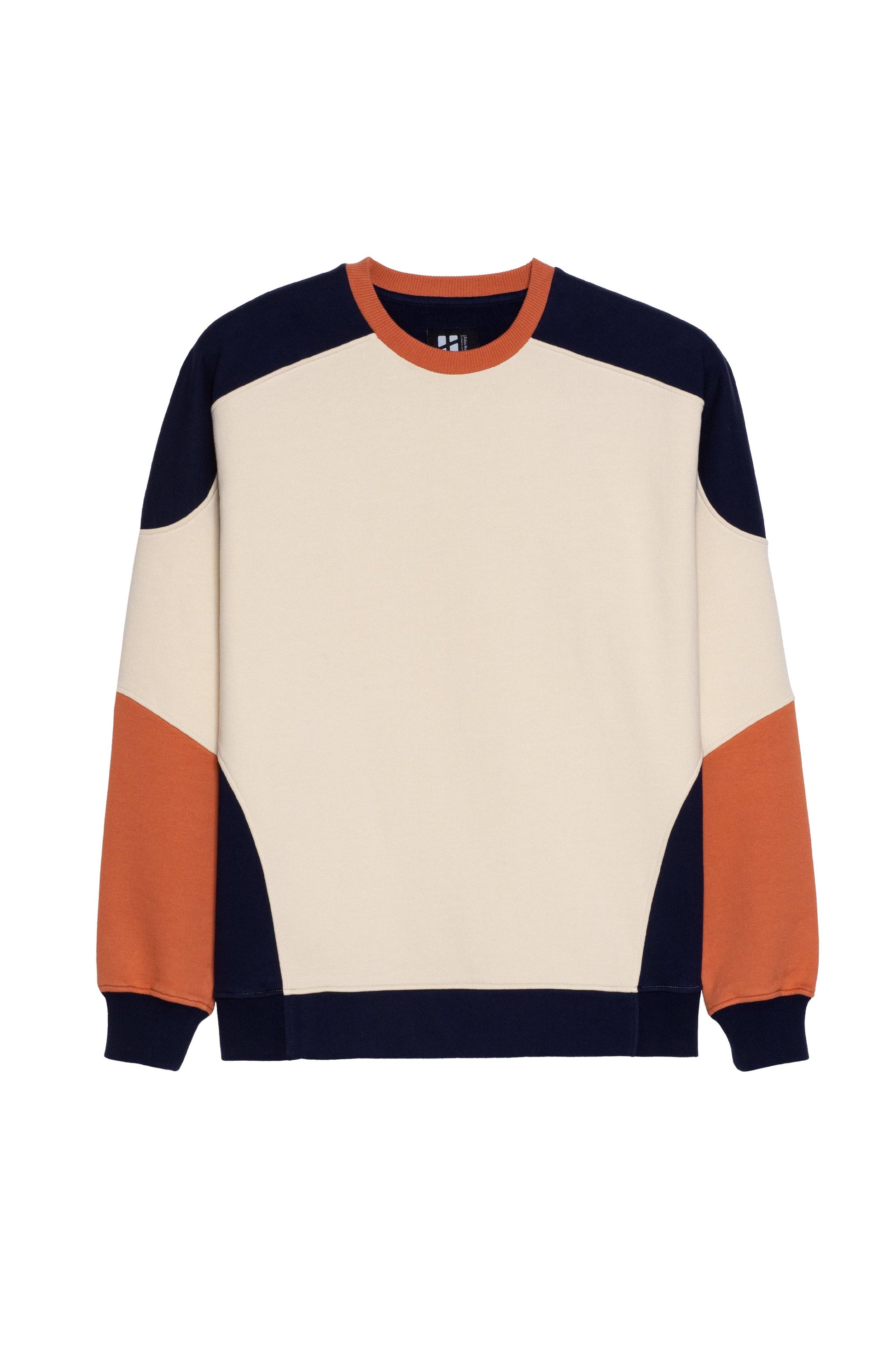 Felpa girocollo in cotone biologico color block