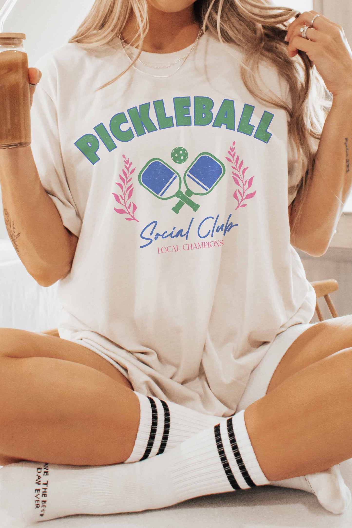 T-shirt Oversize Pickleball Social Club con Grafica