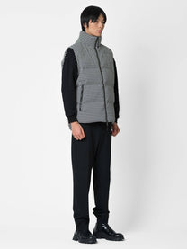 Gilet imbottito pied de poule con cappuccio staccabile