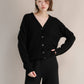 Cardigan a coste in misto cashmere minimal