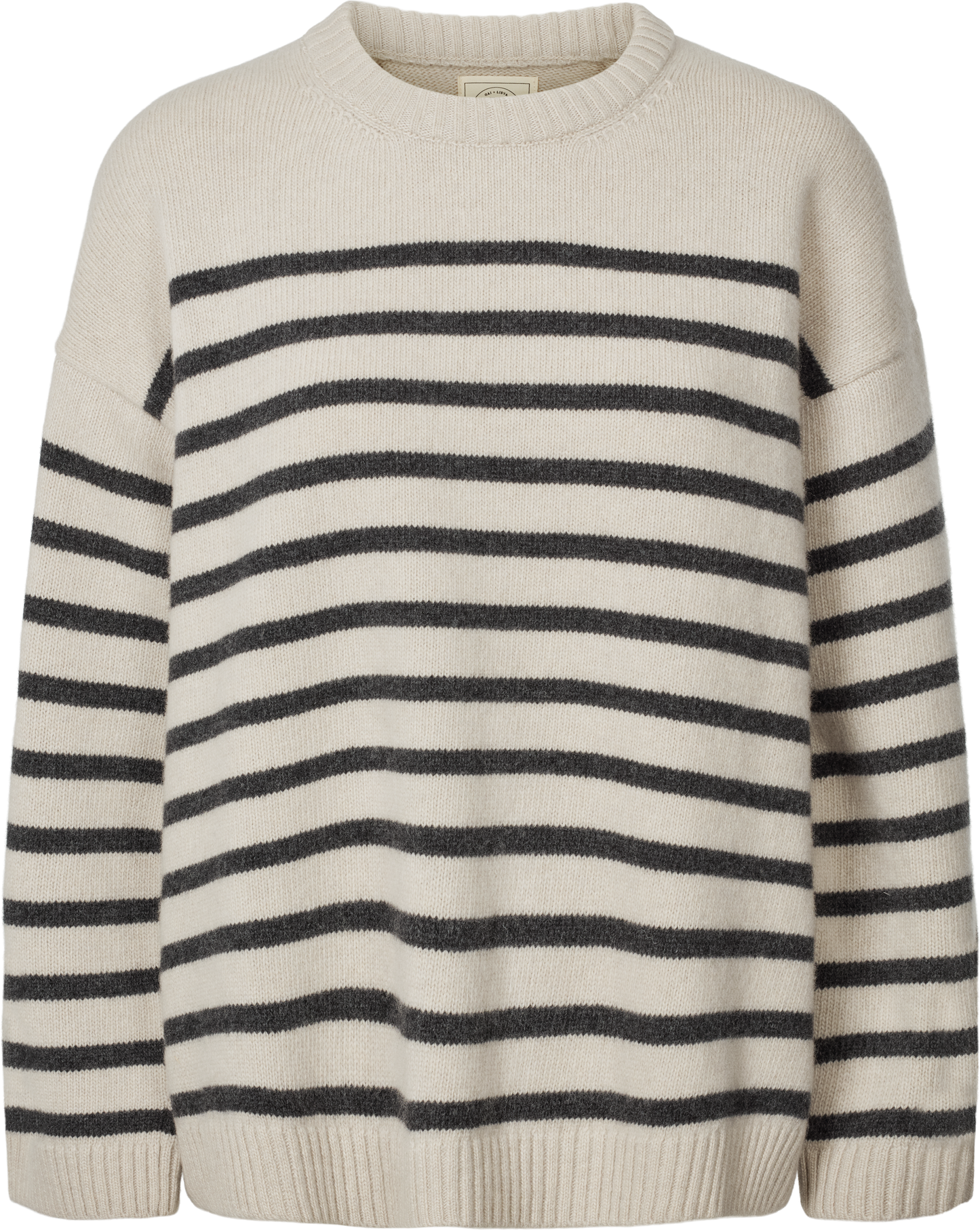 Maglione oversize a righe in lana d’agnello biologica