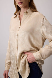 Camicia jacquard in viscosa e rayon