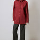 Camicia satinata Bordeaux con maniche arricciate