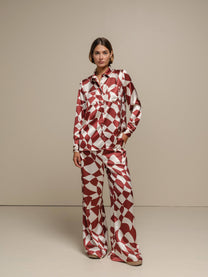 Camicia donna in raso con fantasia geometrica