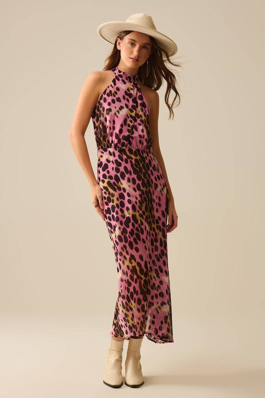 Vestito midi romantico in viscosa color bordeaux