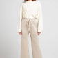 Pantaloni culotte estivi in cotone e lino bordeaux