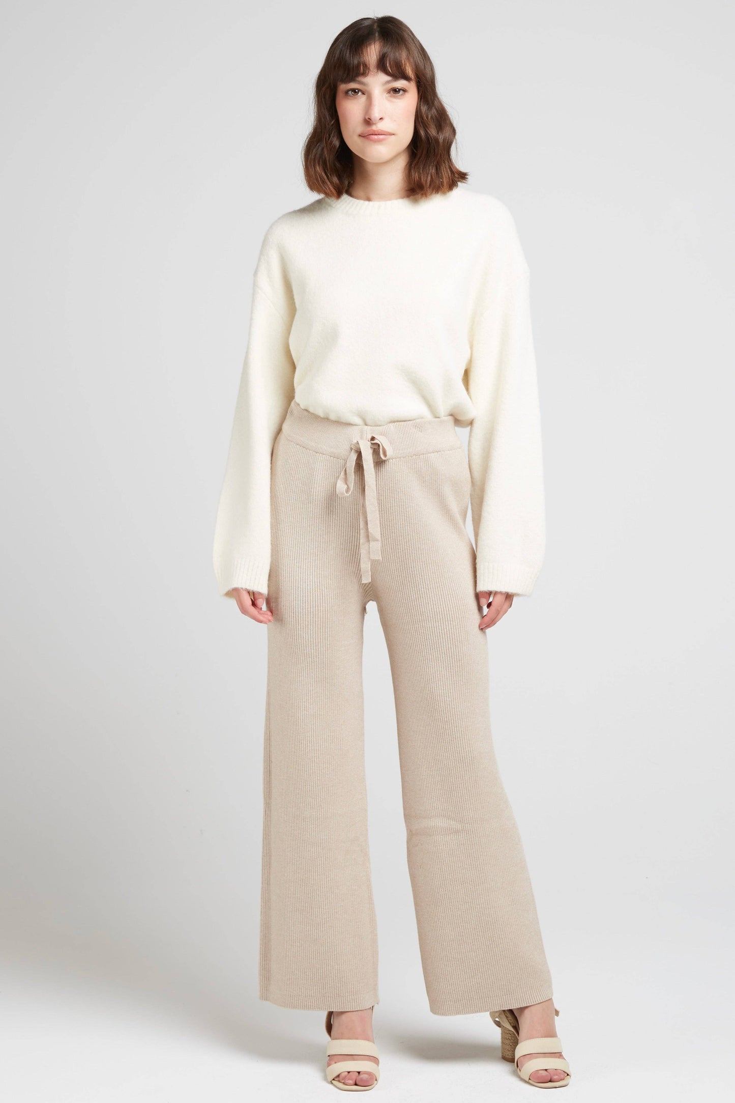 Pantaloni culotte estivi in cotone e lino bordeaux