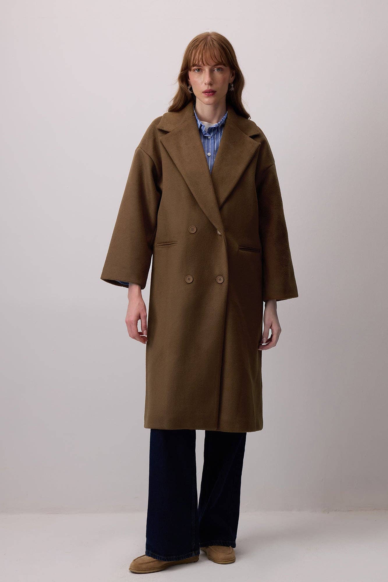 Cappotto oversize doppiopetto marrone