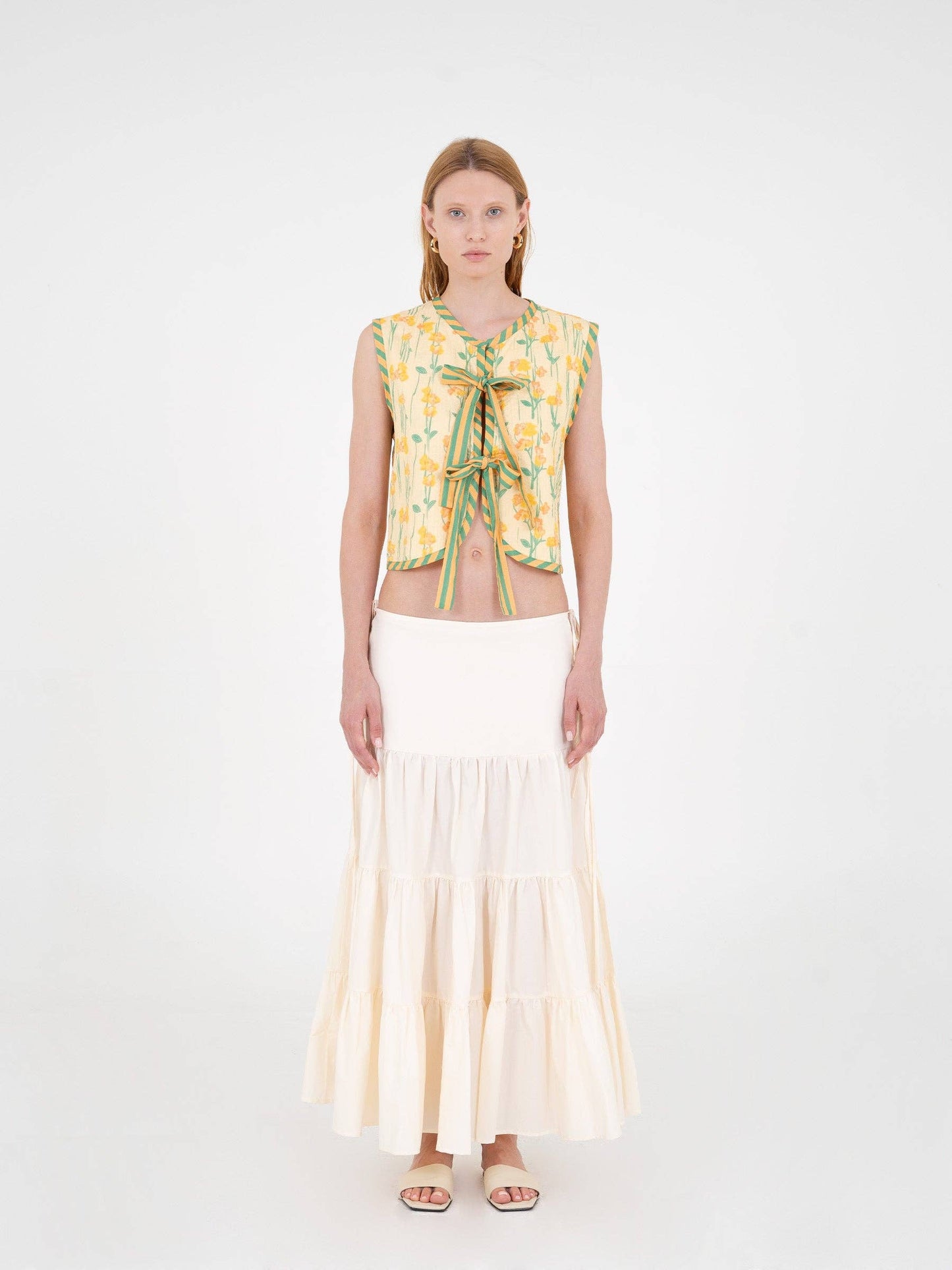 Gonna maxi Nature con balze e lacci laterali