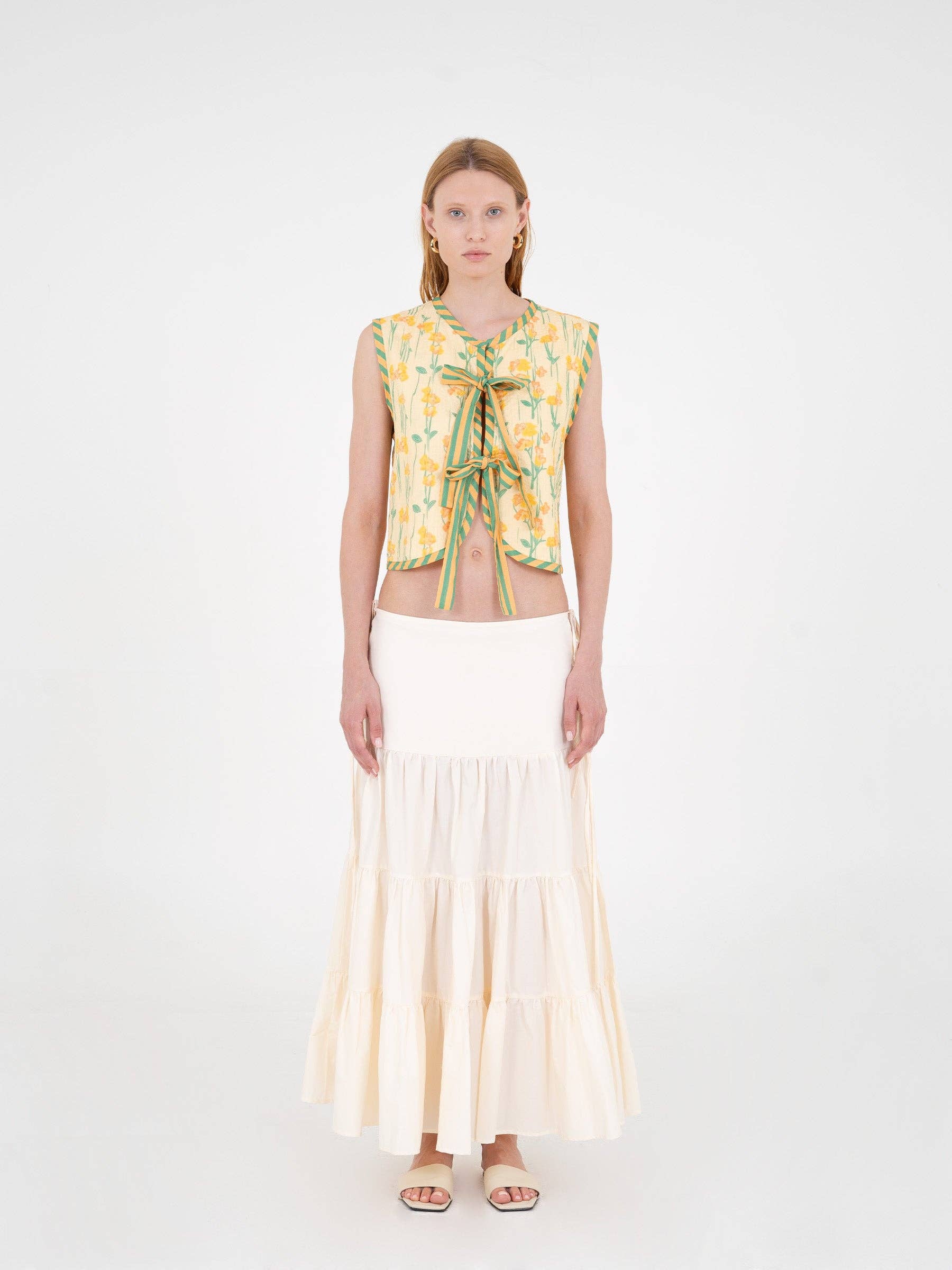 Gonna maxi Nature con balze e lacci laterali