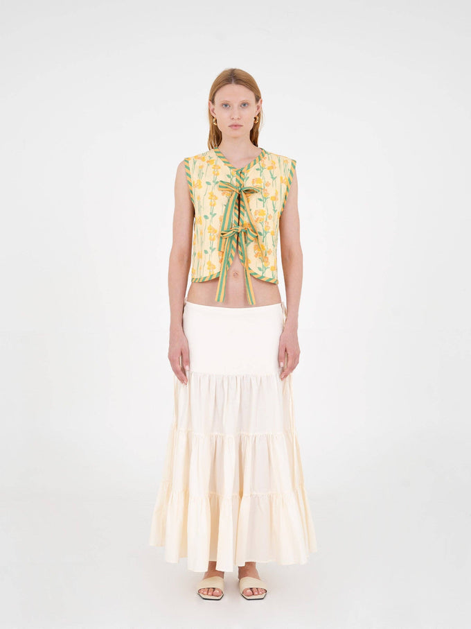 Gonna maxi Nature con balze e lacci laterali