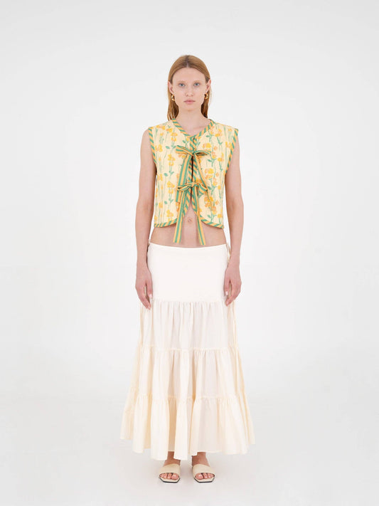 Gonna maxi Nature con balze e lacci laterali