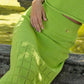 Completo maglia e gonna midi in maglia traforata