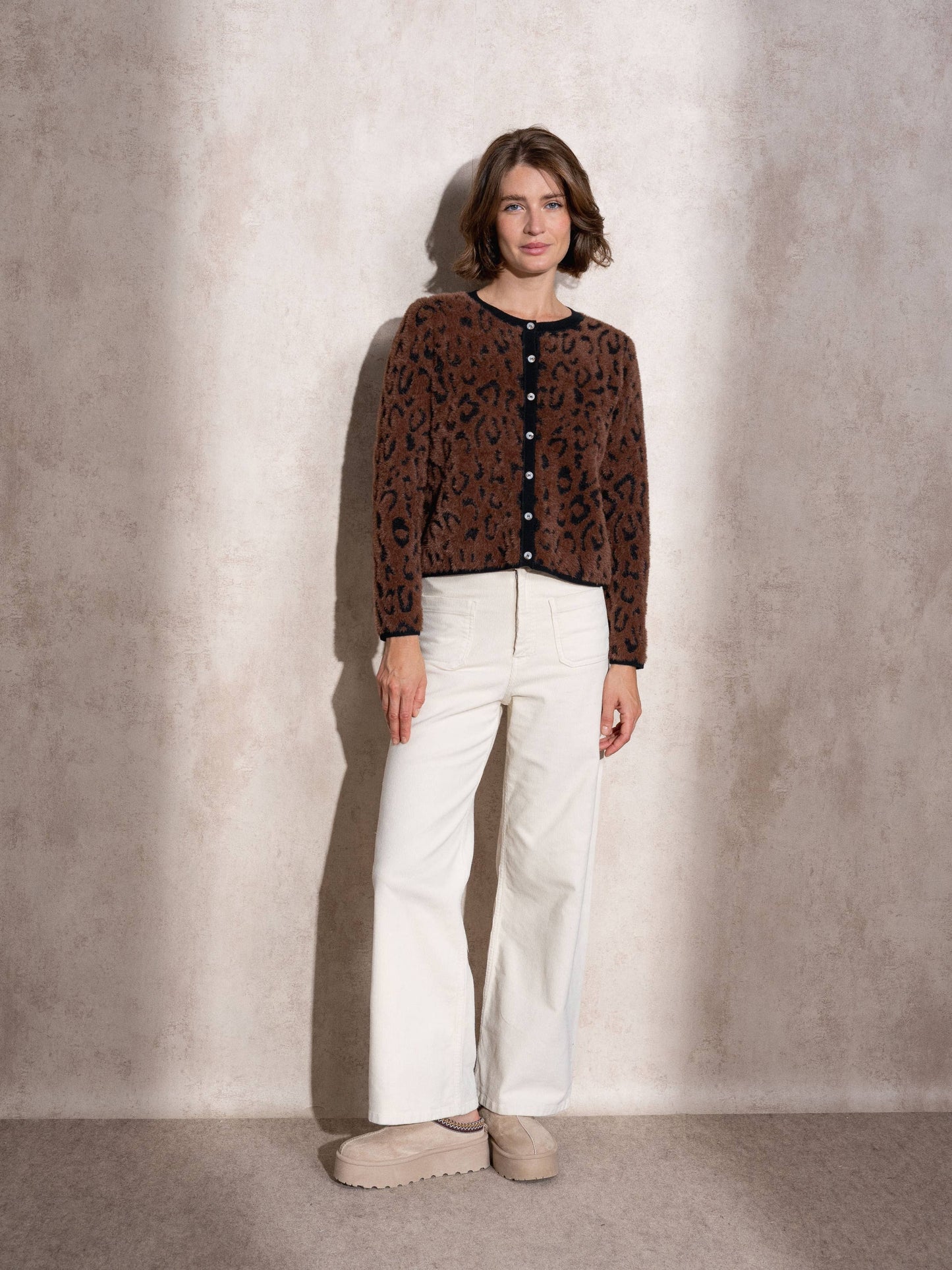 Cardigan in maglia animalier da donna