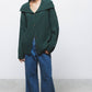 Cardigan a costine con maxi collo
