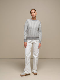 Maglione in maglia pied-de-poule da donna girocollo