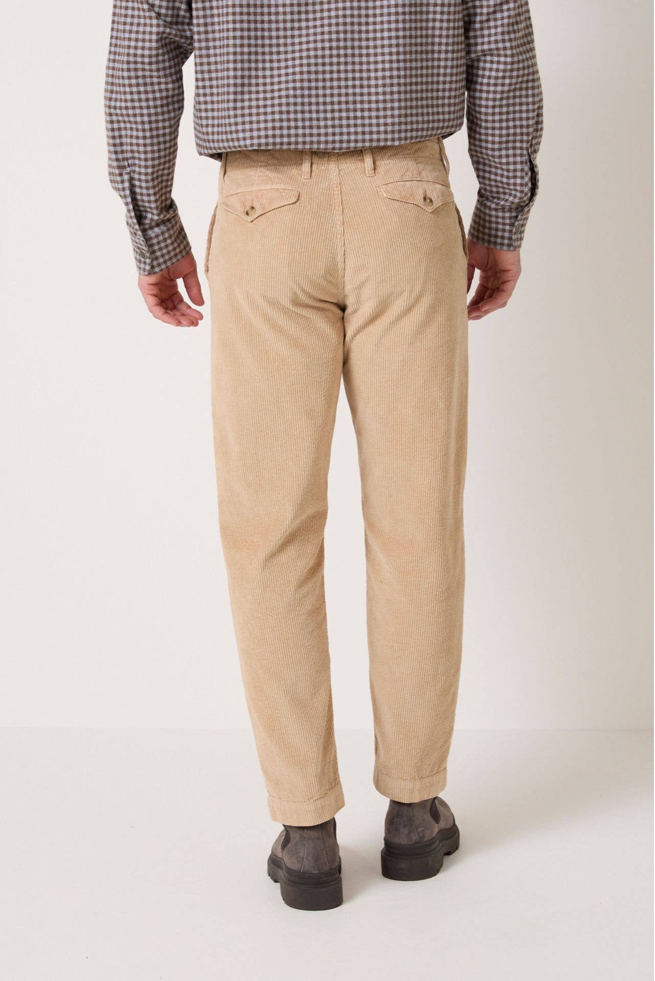 Pantaloni Palermo in flanella di cotone color grano