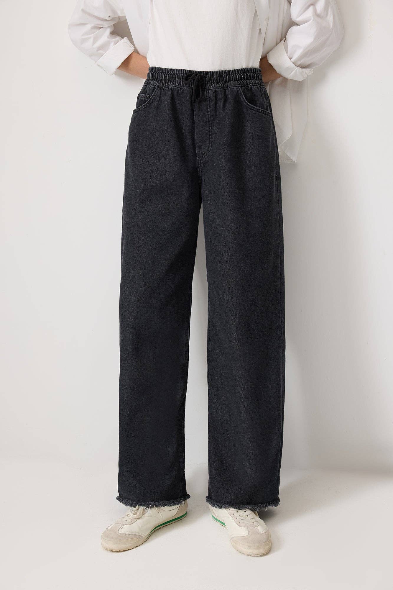 Pantaloni in denim a vita elasticizzata