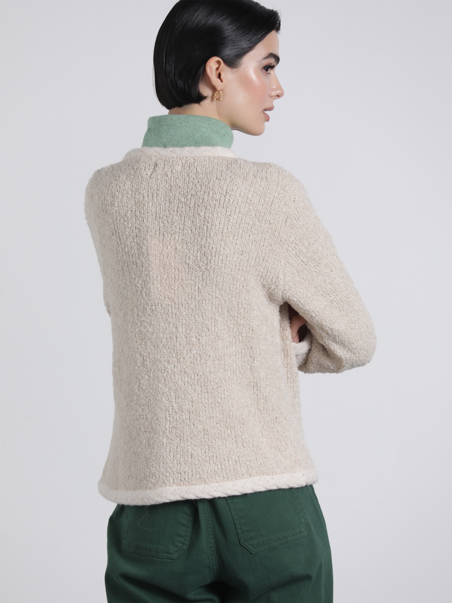 Giacca in maglia bouclé con scollo tondo