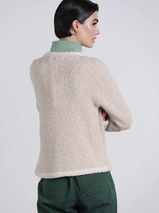 Giacca in maglia bouclé con scollo tondo