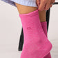 Calzini alla caviglia glitter in cotone pettinato rosa neon