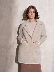 Cappotto midi effetto pelliccia a quadri