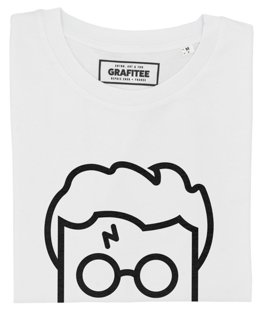 T-shirt bianca unisex con stampa fumetto ispirata a Harry Potter