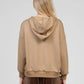 Felpa hoodie Anika cammello con coulisse gioiello