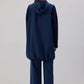 Gilet lungo con zip e cappuccio blu navy