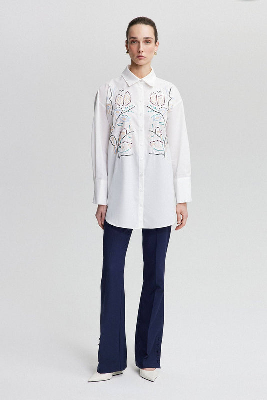 Camicia in popeline ricamato