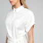 Camicia Kayba bianco sporco con nodo in vita