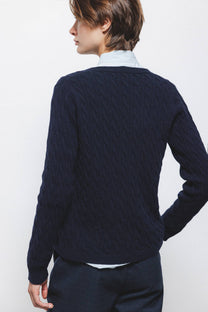 Cardigan in Maglia Strutturata con Scollo a V