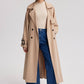 Trench oversize beige con cintura e fibbie