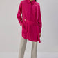 Camicia oversize in raso a bande