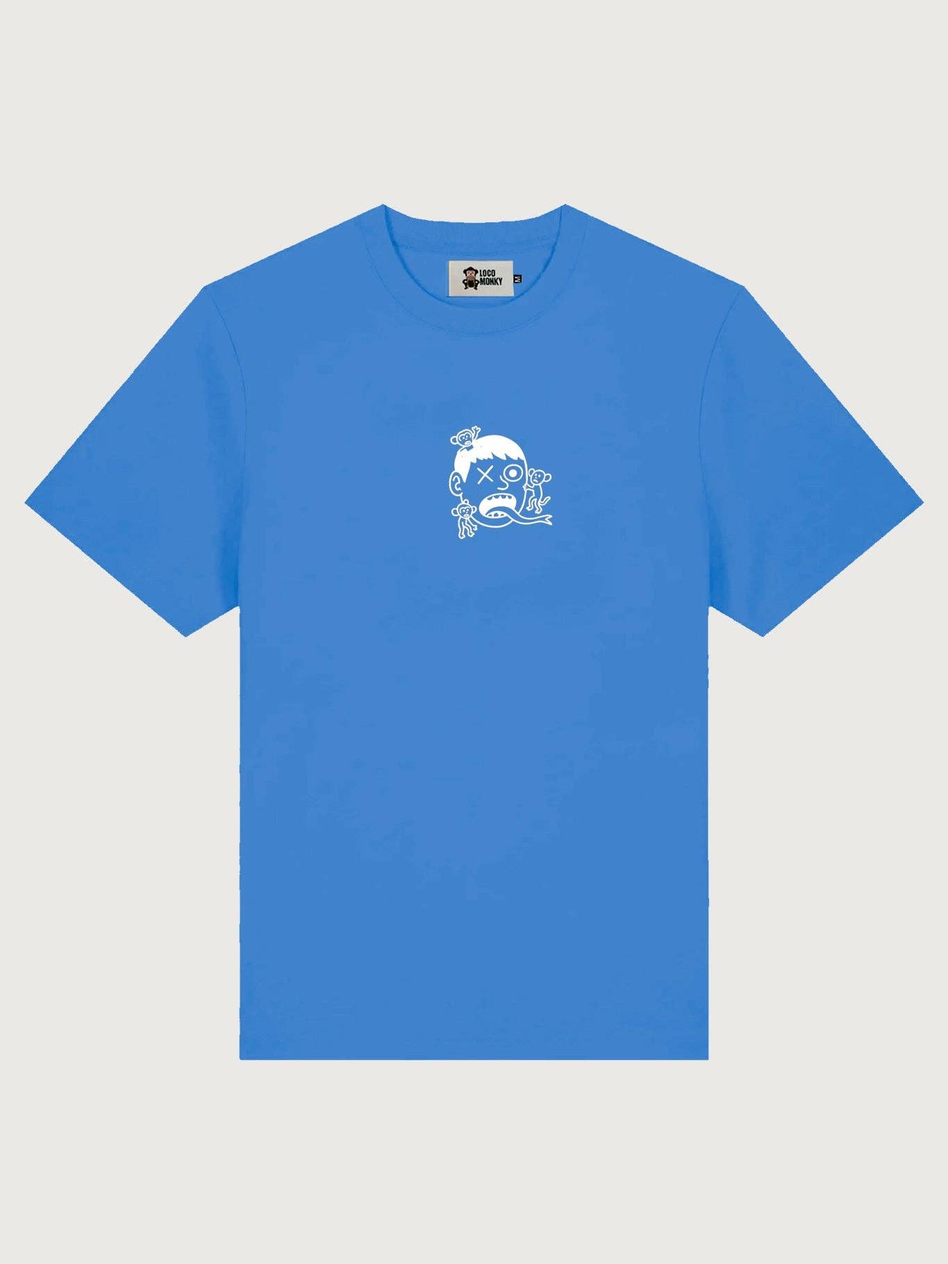 T-shirt blu elettrico con stampa scimmie