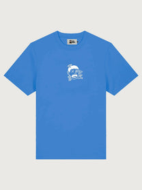 T-shirt blu elettrico con stampa scimmie