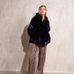 Cappotto corto in eco pelliccia con cappuccio