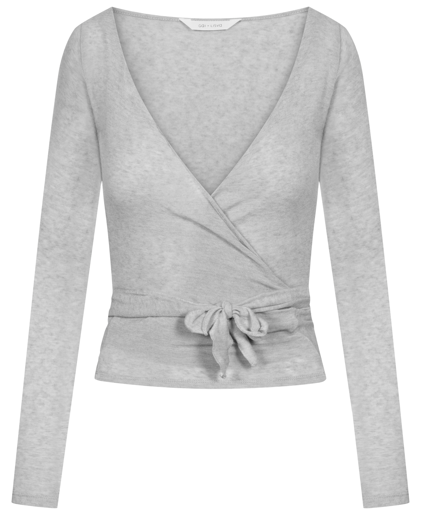 Maglia avvolgente Anne in lana grigio chiaro mélange