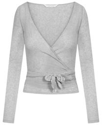 Maglia avvolgente Anne in lana grigio chiaro mélange