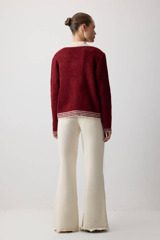 Cardigan in maglia color block