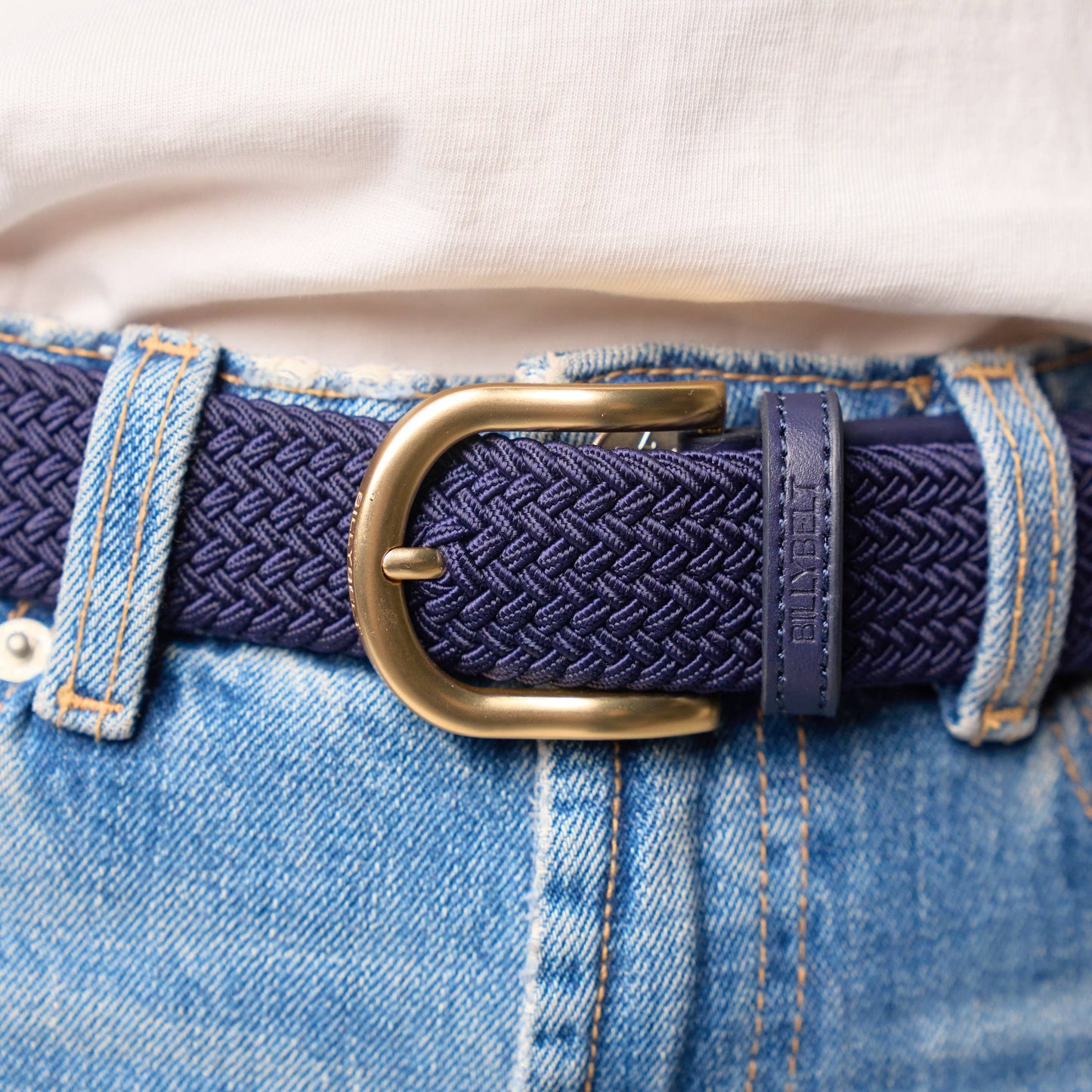 Cintura elastica intrecciata da donna blu marino